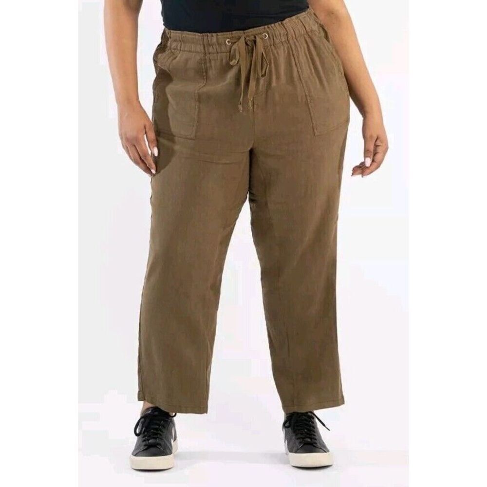 Kut From The Kloth Linen Blend Rosalie Pants‎ 3X Bronze Brown NWT MSRP $89